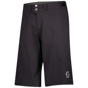 Men's trail shorts, black with logo detail and belt loops