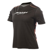 Black short-sleeve cycling jersey with white F.I.T. logo and crew neck
