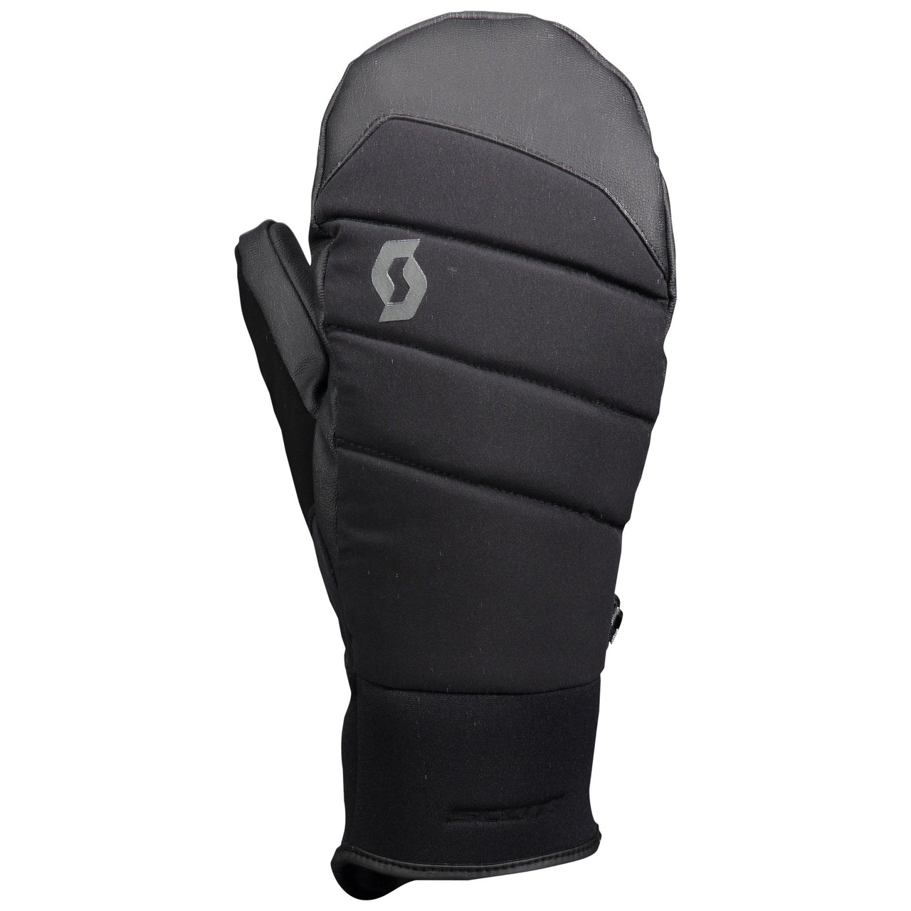 Black insulated mitten with Primaloft padding and Scott logo patch