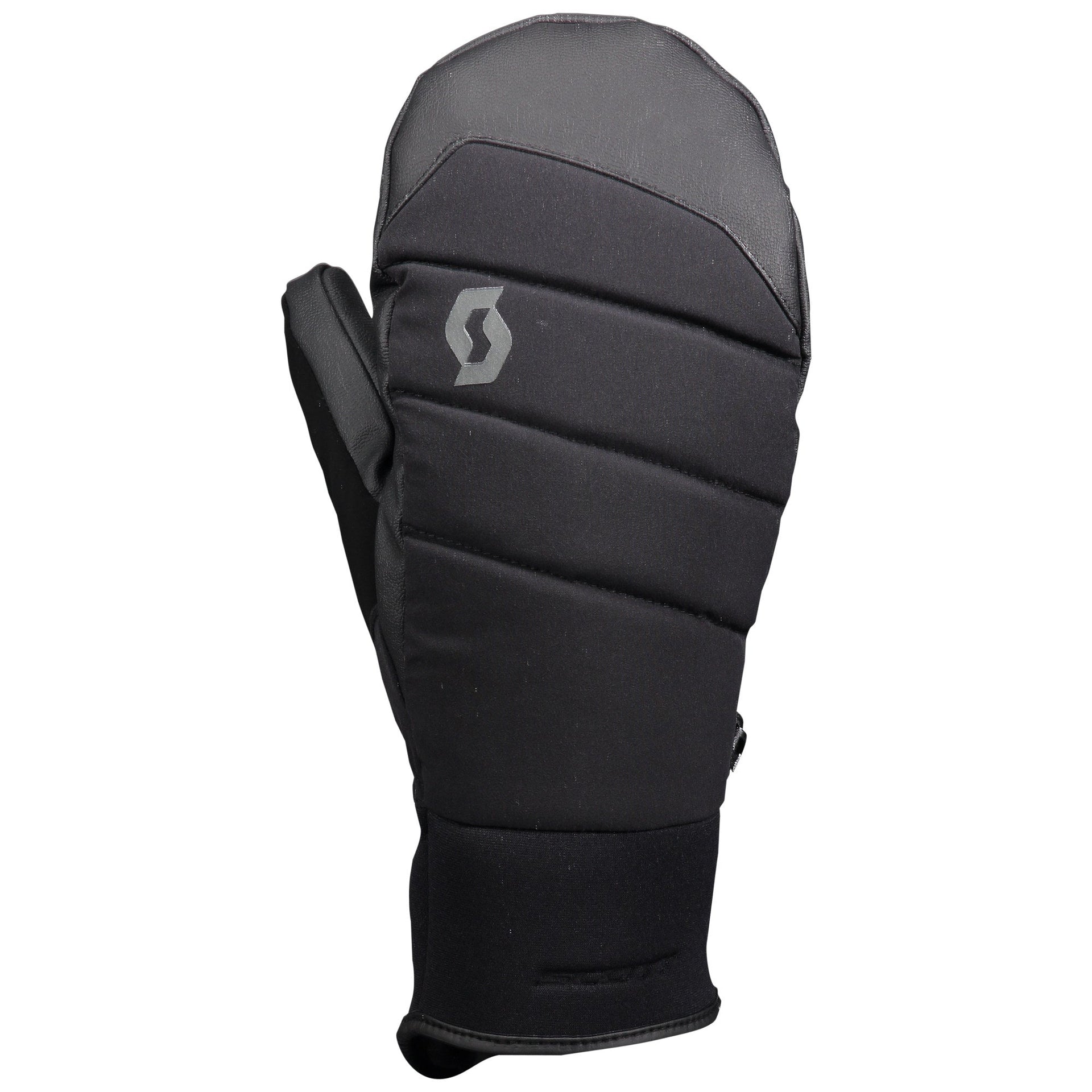 Black insulated mitten with Primaloft padding and Scott logo patch