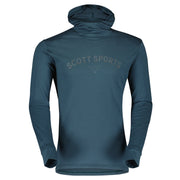 Men's merino hooded sweatshirt in dark teal with long sleeves and front kangaroo pocket