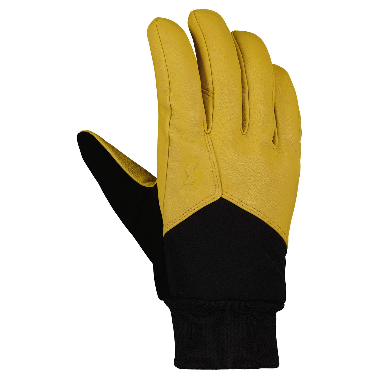 Work glove with yellow palm and black cuff