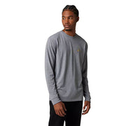 Heather graphite long-sleeve tech tee with small chest fox graphic
