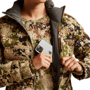 SITKA Gear women's Kelvin Lite down jacket detail with inner lining and phone pocket