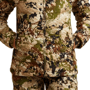 SITKA Gear women's Kelvin Lite down jacket, camouflage front panel with zipper