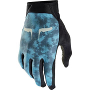 Fox Flexair Ascent glove in teal-blue tie-dye with black Fox logo, black back
