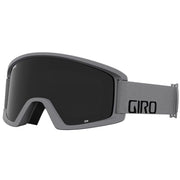Ski goggles with red frame and amber mirrored lens, red strap with GIRO branding