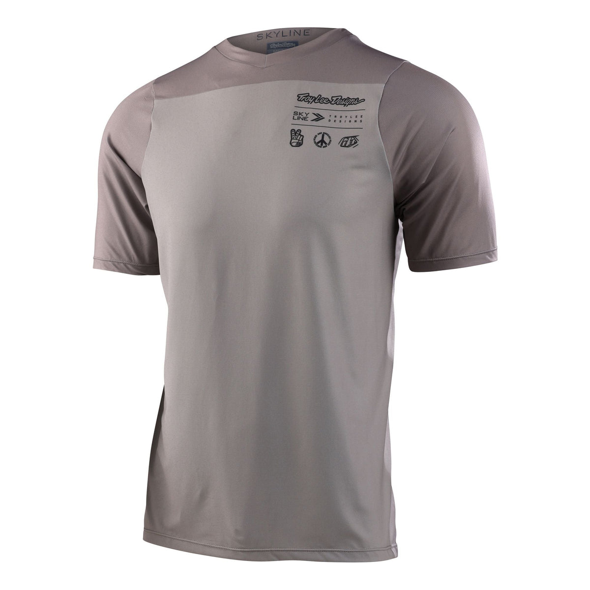 Troy Lee Designs Skyline short-sleeve jersey, mid-gray with chest logo and back panel