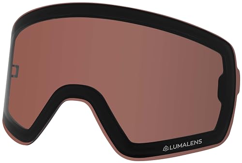 Tinted snow goggle replacement lens with maroon tint and black frame, Lumalens logo