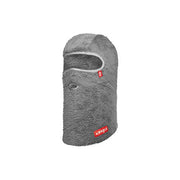 Sherpa balaclava face mask in dark gray with chin opening and Airhole logo patch