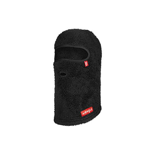 Sherpa balaclava face mask in black with chin opening and Airhole logo patch