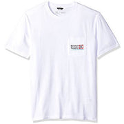 Men's short-sleeve pocket T-shirt, white with chest logo patch