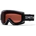 White snow goggles with red-tinted lens and Smith logo, small side view