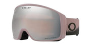 Oakley snow goggles with rose-gray Prizm lens, pink frame and adjustable strap.