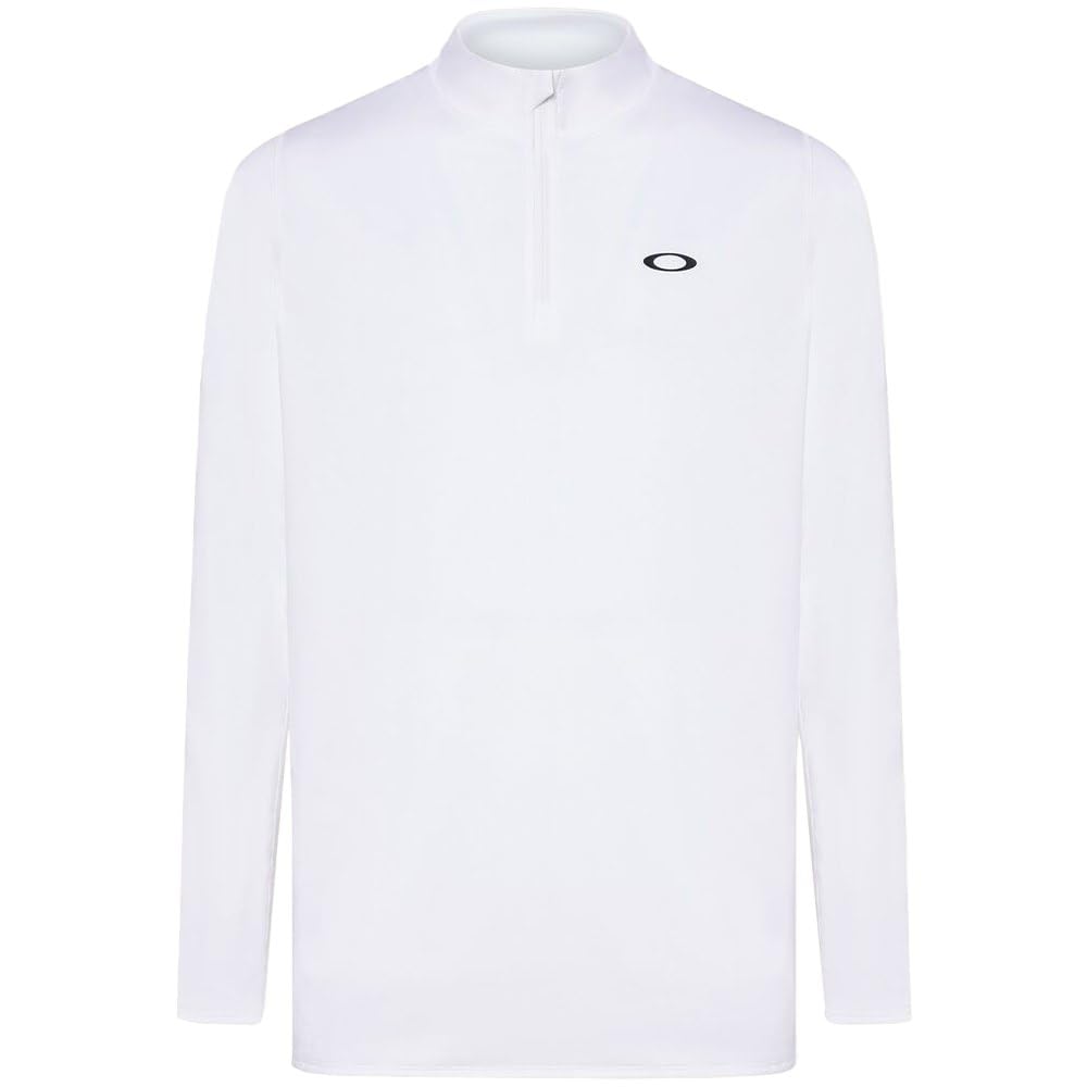 Men's Oakley quarter-zip sweatshirt in arctic white, front zip and small logo