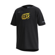 Youth short-sleeve Skyline jersey, black with yellow TLD logo