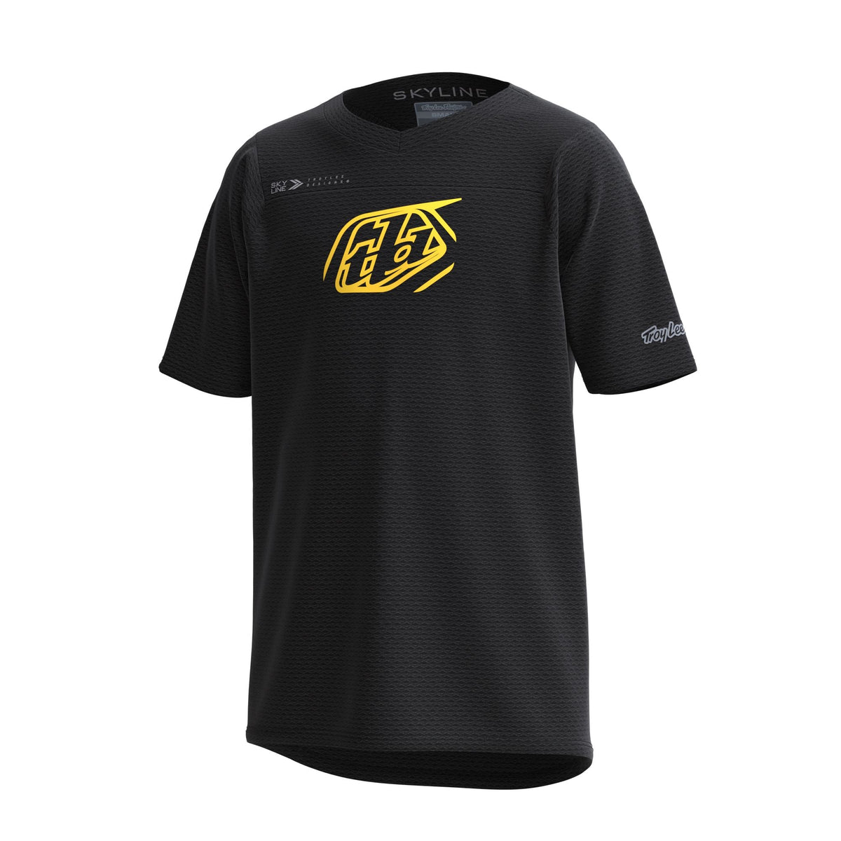 Youth short-sleeve Skyline jersey, black with yellow TLD logo