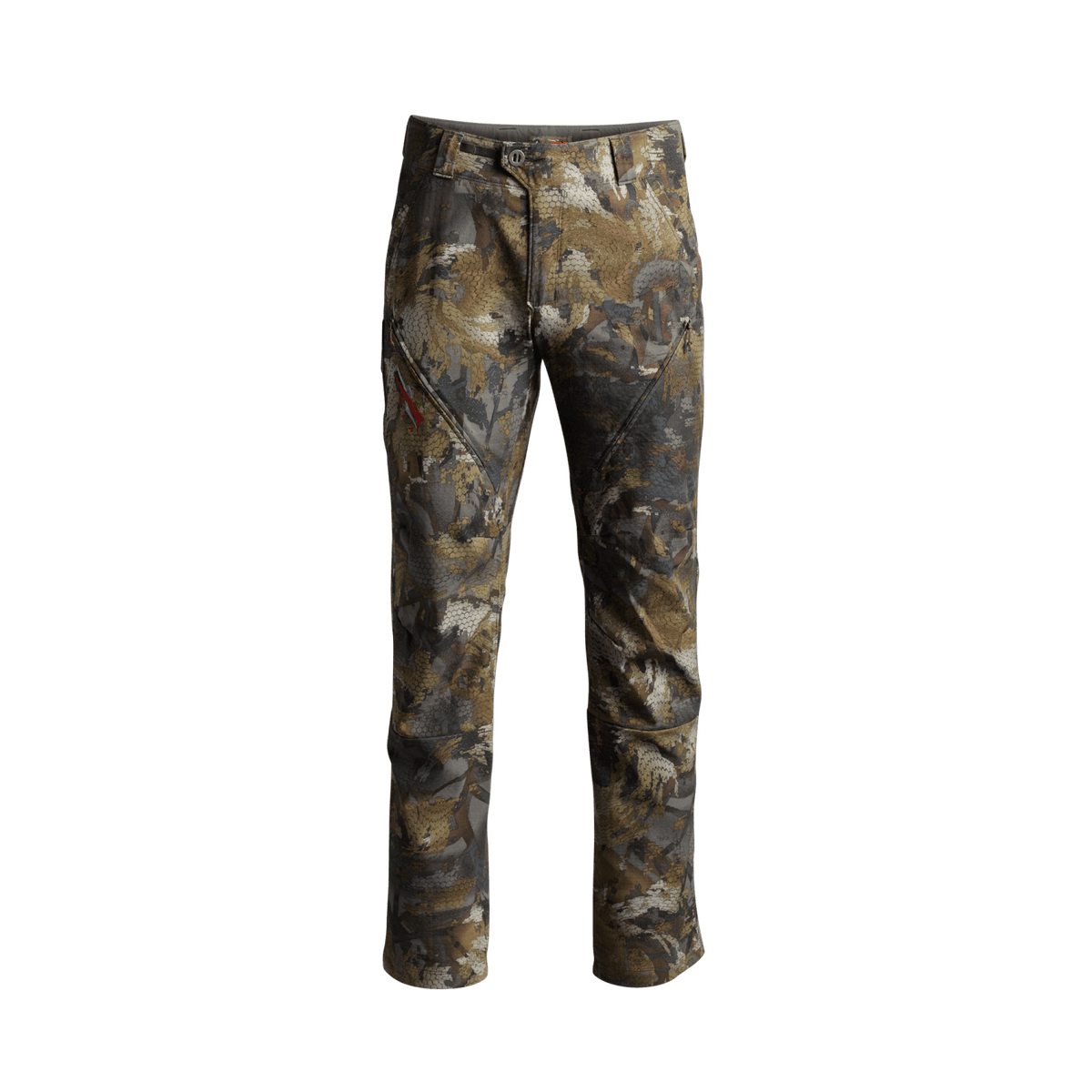 Men's lightweight camo hunting pants with articulated knee panels