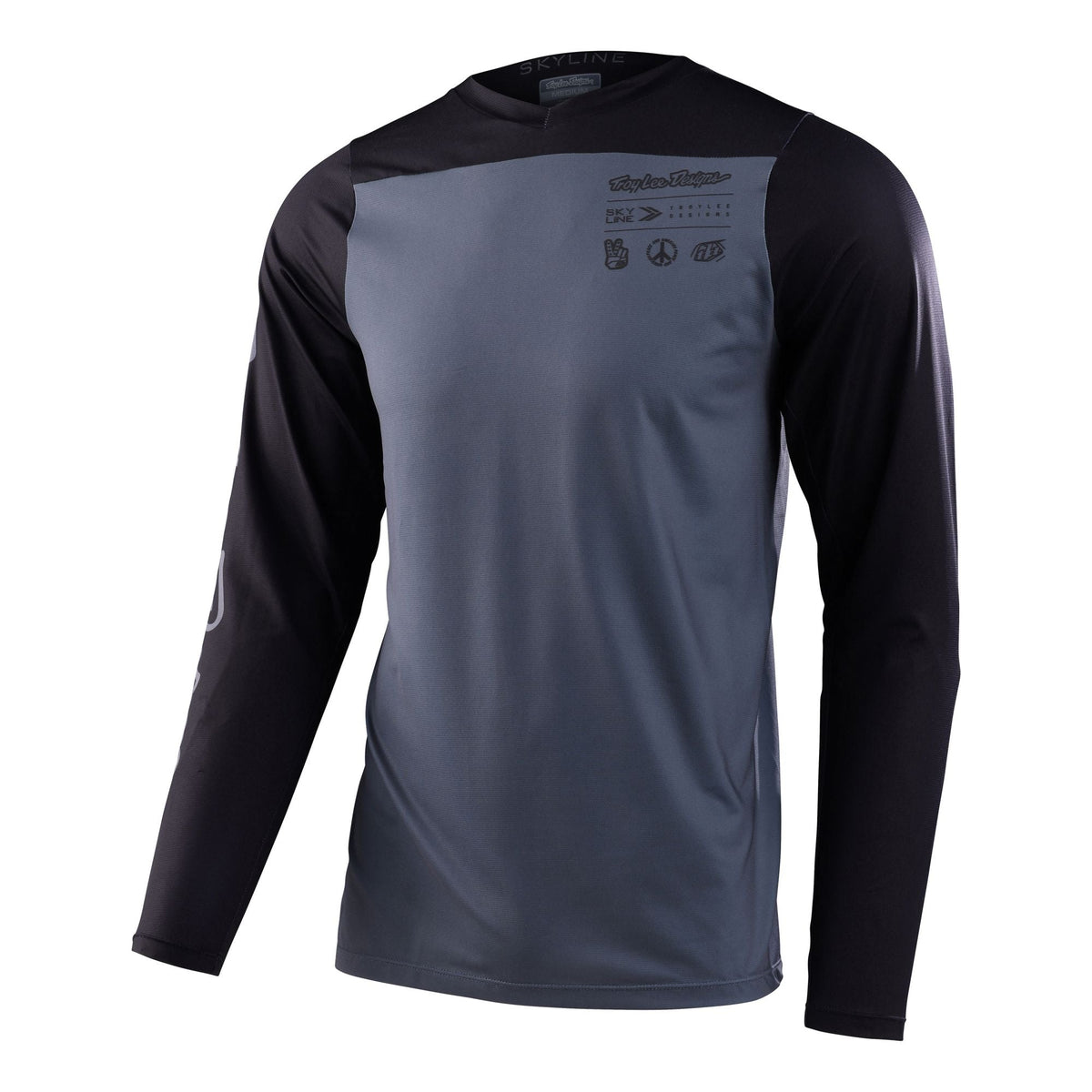 Troy Lee Designs Skyline long-sleeve jersey, charcoal long sleeves and gray front panel