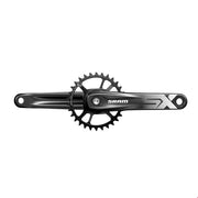Black SRAM crankset with 32T chainring and sprocket, DUB direct mount spindle