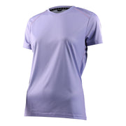 Women's short-sleeve cycling jersey, solid lilac with black neck trim