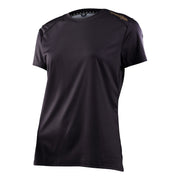 Women's short-sleeve cycling jersey, solid black with black neck trim