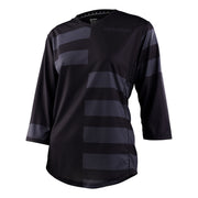 Troy Lee Designs women's black jersey with split stripe block pattern, long sleeves