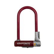 Maroon Kryptonite Krypto Series 2 mini U-lock with silver keyed lock body and bracket