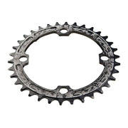 RaceFace narrow-wide chainring, black with sprocket teeth and bolt holes
