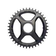 Black bicycle chainring sprocket with 40T teeth and center spline mounting