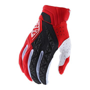 Red/black motocross gloves with padded knuckles and perforated palm