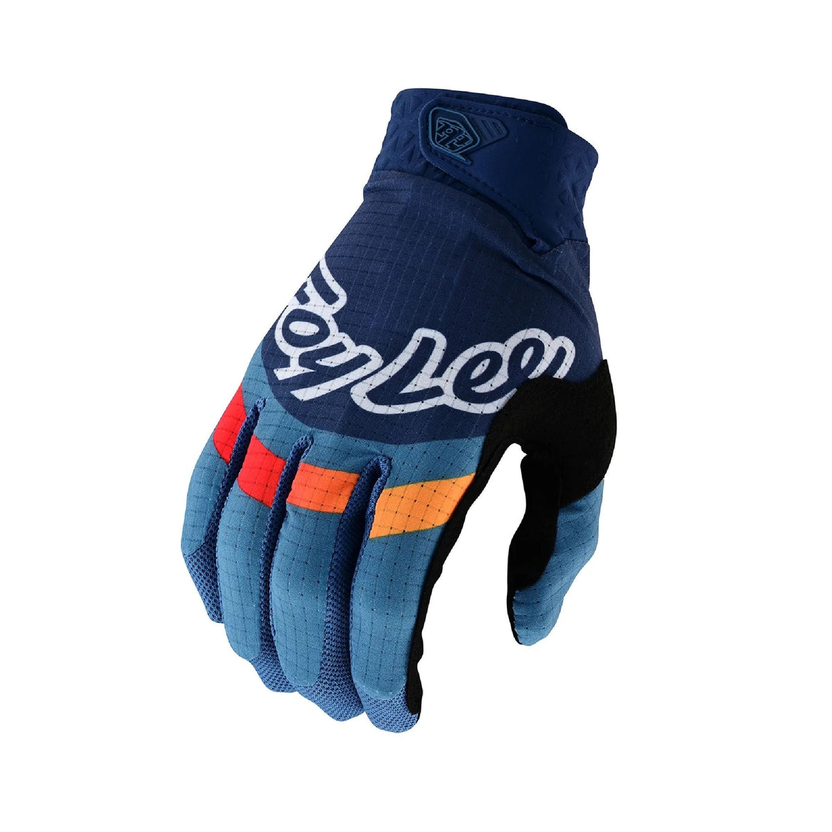 Troy Lee Designs Air Pinned glove in blue with orange and red accents