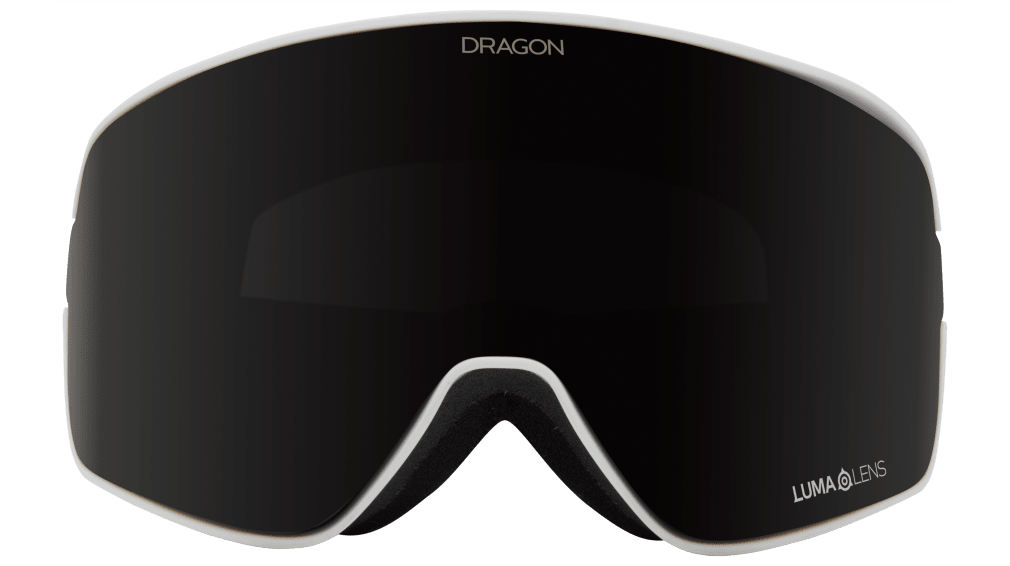 Black snow goggles with LumaLens logo and dark-tinted lens