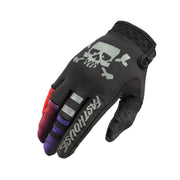 Youth Fasthouse riding gloves, black with multicolor graphic on back and padded palm
