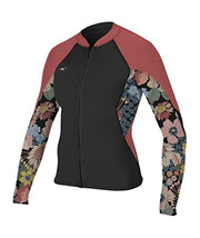 O'Neill Women's Bahia 1/.5mm Full Zip Wetsuit Jacket - Black/Twiggy/Tea Rose / 6