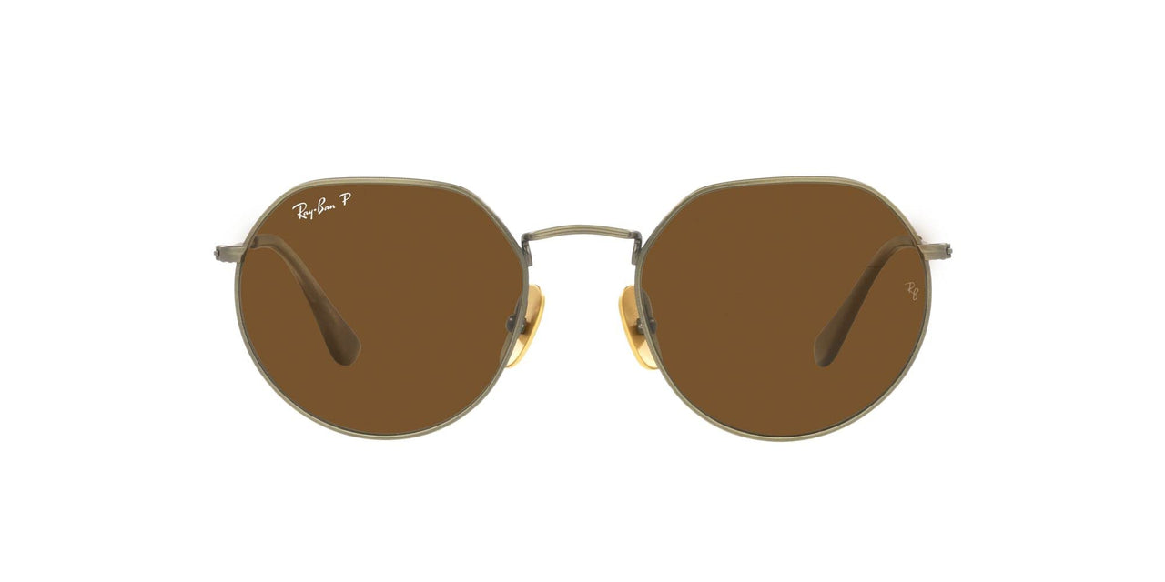 Ray-Ban Jack Titanium RB8165 Sunglasses - Demi Gloss Antique Gold/Brown Polarized / 53 mm - 8056597729888