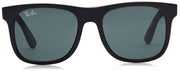 Ray-Ban Justin RJ9069S sunglasses, black frame with dark green lenses