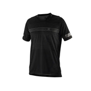 Black jersey with crew neck and horizontal stripe panel