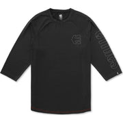 Black raglan jersey with skate logo graphic and three-quarter sleeves