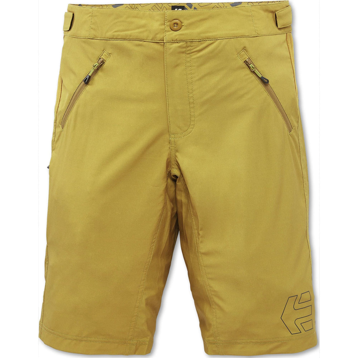 Etnies Big Ride overshort bike shorts, tobacco yellow with zip pockets