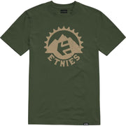 Men's dark green T-shirt with Etnies logo graphic at chest