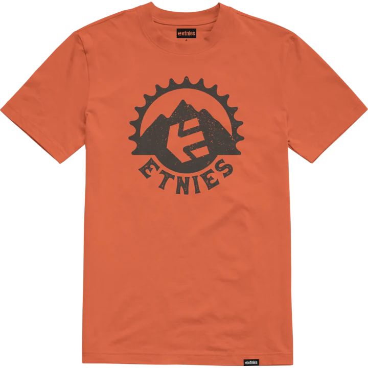 Men's burnt orange T-shirt with Etnies logo graphic at chest
