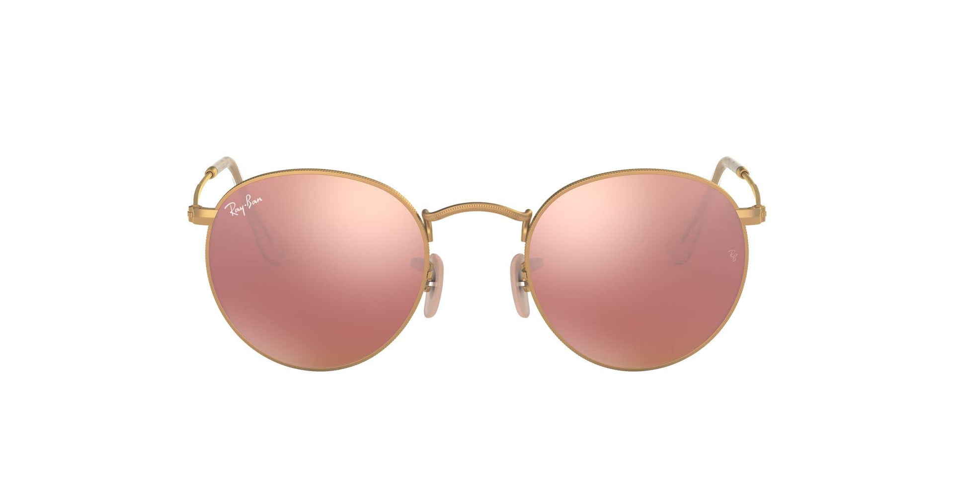 Ray-Ban Metal Glasses RB3447 Sunglasses - Matte Gold/Light Brown Mirrored Pink / 50 mm - 8053672227086