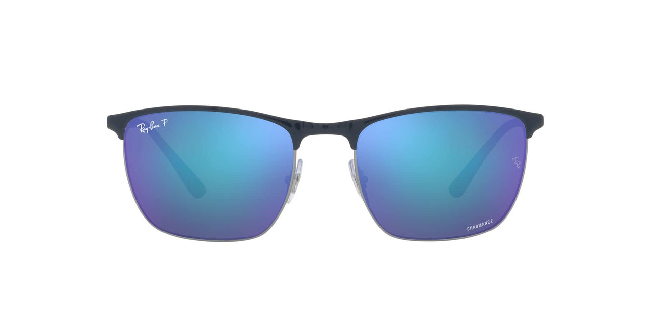 Ray-Ban RB3686 Sunglasses - Blue on Gunmetal/Polarized Mirrored Blue / 57 mm - 8056597625531