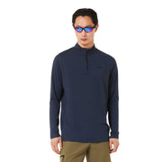 Oakley men's quarter-zip sweatshirt, navy, front view with long sleeves