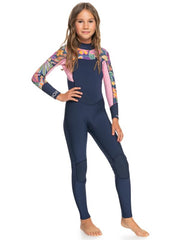 Roxy Girls 3/2mm Swell Series Back Zip Fullsuit - Mood Indigotrue Paradise / 14