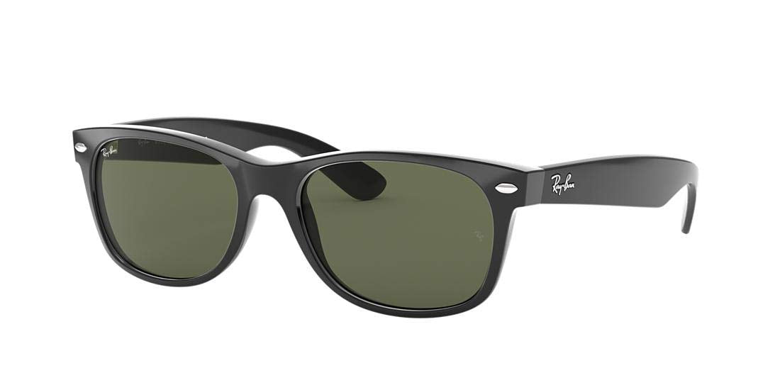Ray-Ban New Wayfarer Low Bridge Fit RB2132F Sunglasses - Black/G-15 Green / 58 mm - 8053672580631