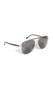 Ray-Ban Bill RB2198 Sunglasses - Blue on Transparent/Dark Grey / 60 mm - 8056597529686
