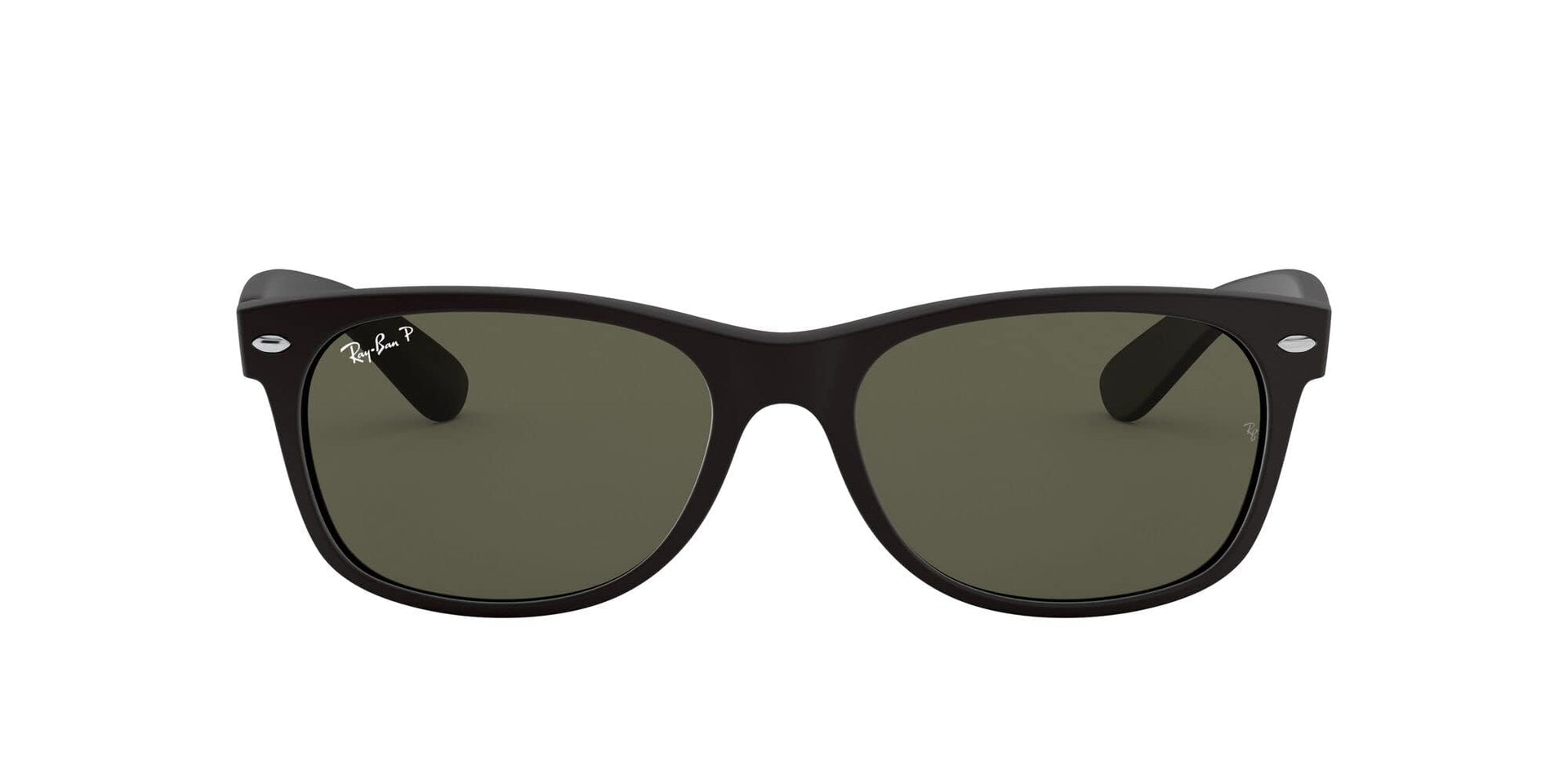 Ray-Ban New Wayfarer RB2132 Sunglasses - Rubber Black/Polarized Green / 52 mm - 8053672131581