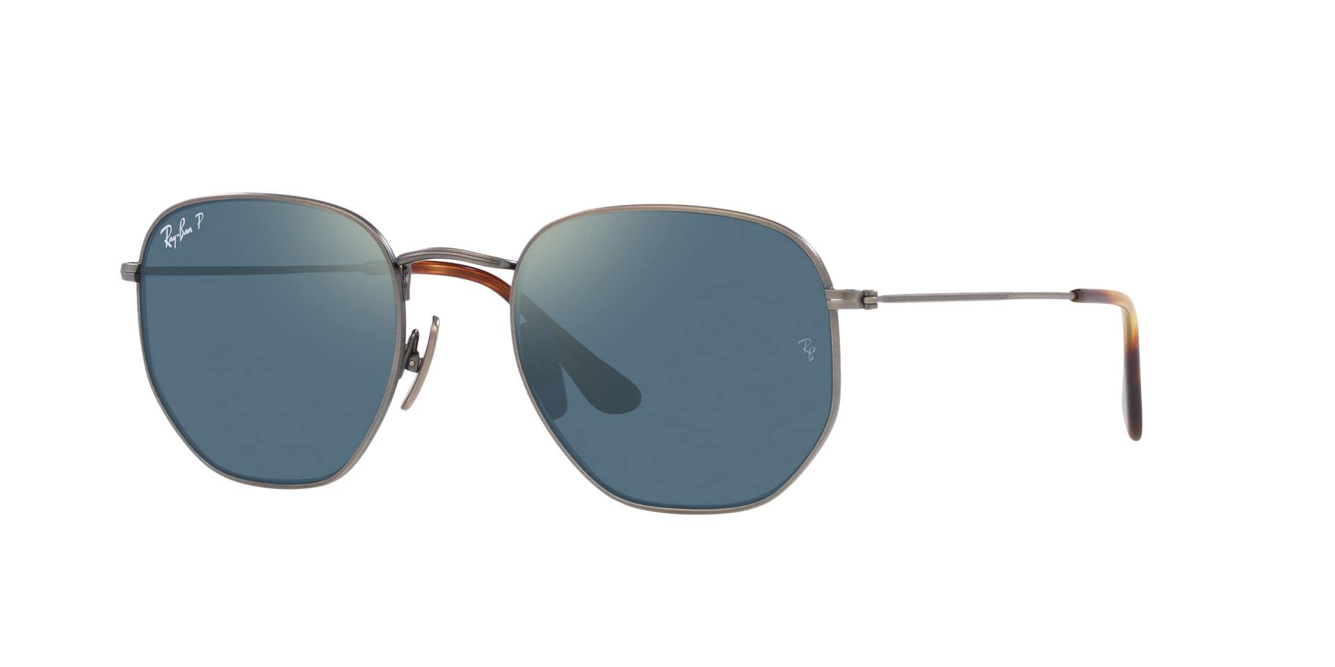 Ray-Ban Hexagonal Titanium RB8148 Sunglasses - Demigloss Gunmetal/Polarized Blue Mirrored Gold / 54 mm - 8056597620741